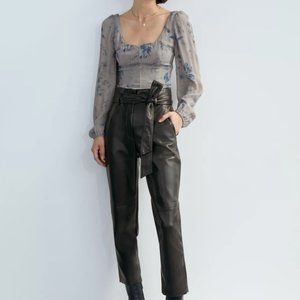 Aritzia | Wilfred High Tied Vegan Leather Pants - Black - Size 8